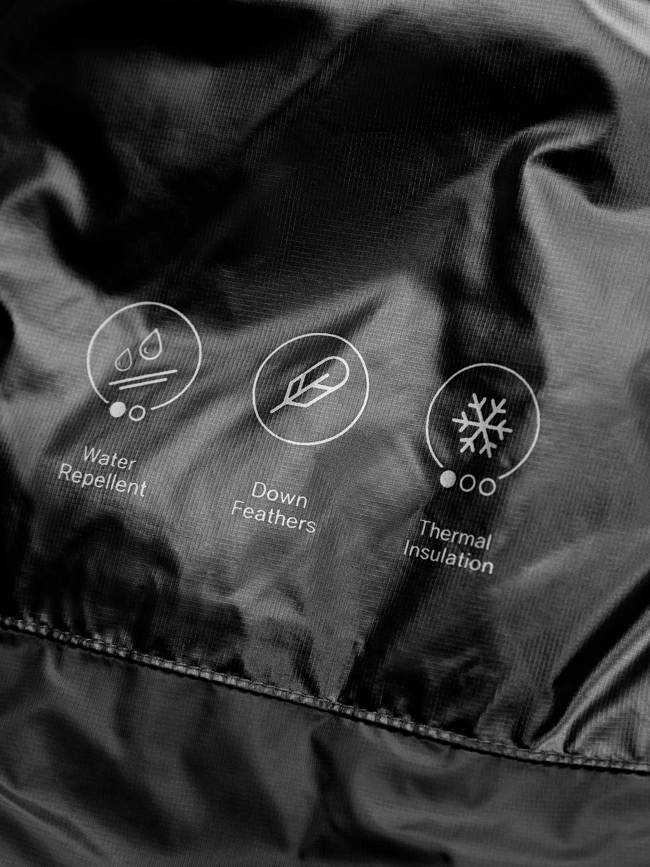 Water-repellent satin puffer jacket